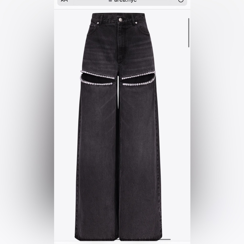 Area WIDE LEG CRYSTAL SLIT JEAN size 25 brand new